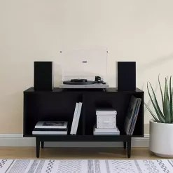 Black Modern Wood Console Table, 40 in.