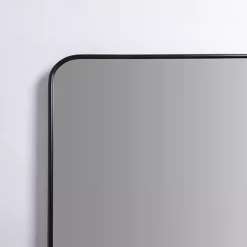 Black Nouveau Linear Curved Corner Mirror