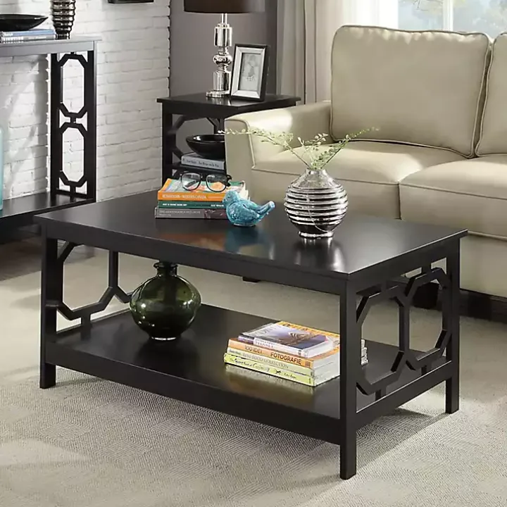 Black Octagon Single Shelf Coffee Table