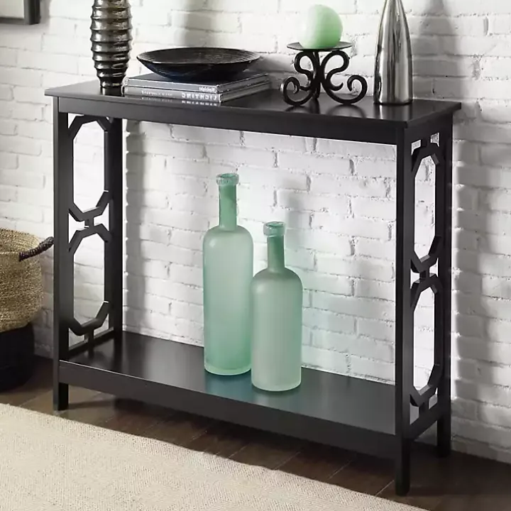 Black Octagon Single Shelf Console Table