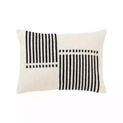 Black Offset Colorblock Stripe Throw Pillow