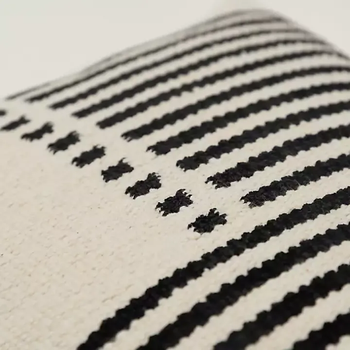 Black Offset Colorblock Stripe Throw Pillow