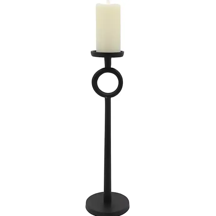 Black Open Circle Taper Candle Holder, 21 in.