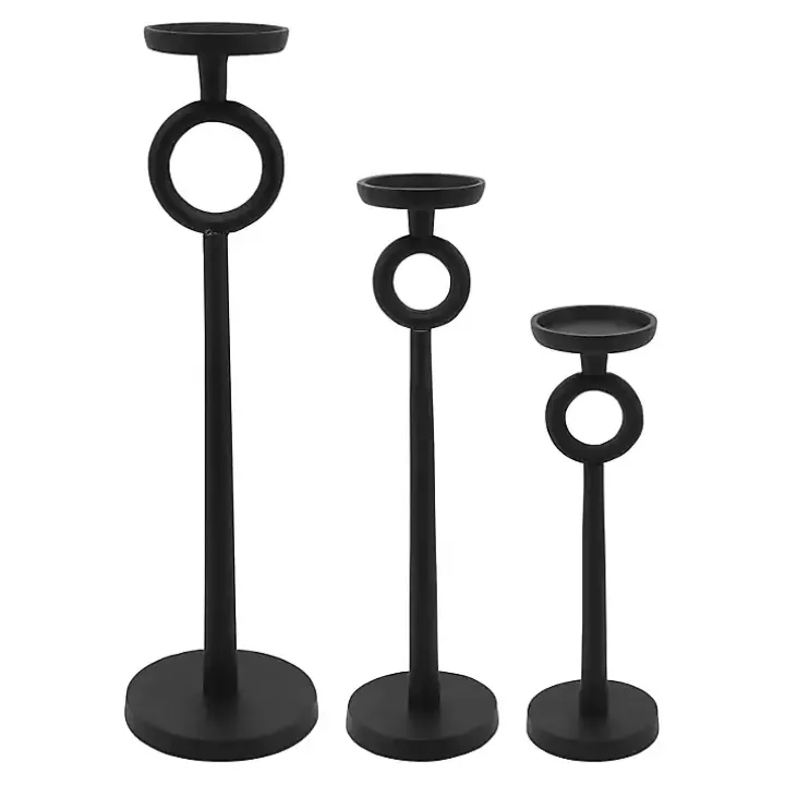 Black Open Circle Taper Candle Holder, 21 in.