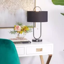 Black Open Metal Loop Table Lamp