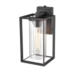 Black Open Seeded Glass Outdoor Sconce