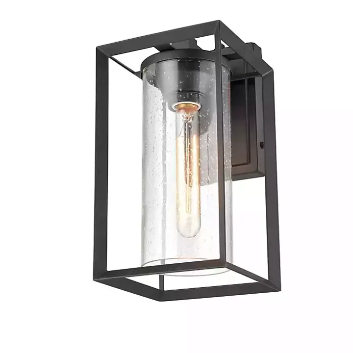 Black Open Seeded Glass Outdoor Sconce