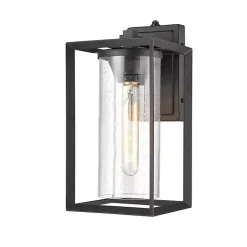 Black Open Seeded Glass Outdoor Sconce