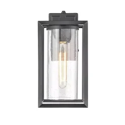 Black Open Seeded Glass Outdoor Sconce
