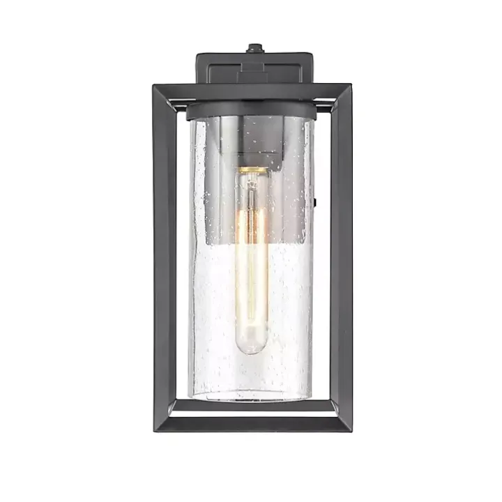 Black Open Seeded Glass Outdoor Sconce