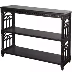Black Open Shelf Cathedral Ends Console Table