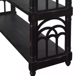 Black Open Shelf Cathedral Ends Console Table