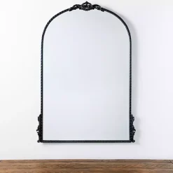 Black Ornate Antique Carved Wall Mirror