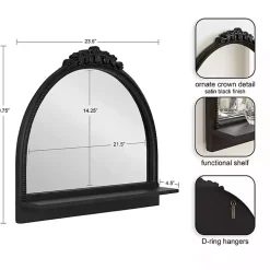 Black Ornate Arch Wall Mirror with Shelf
