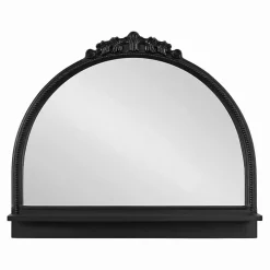 Black Ornate Arch Wall Mirror with Shelf