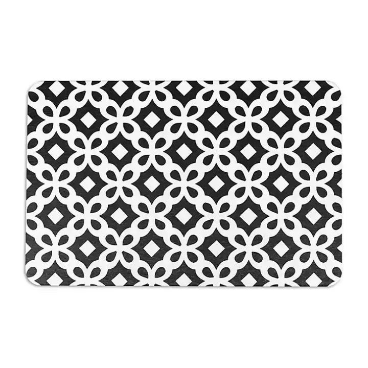 Black Patterned Stone Bath Mat