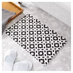 Black Patterned Stone Bath Mat