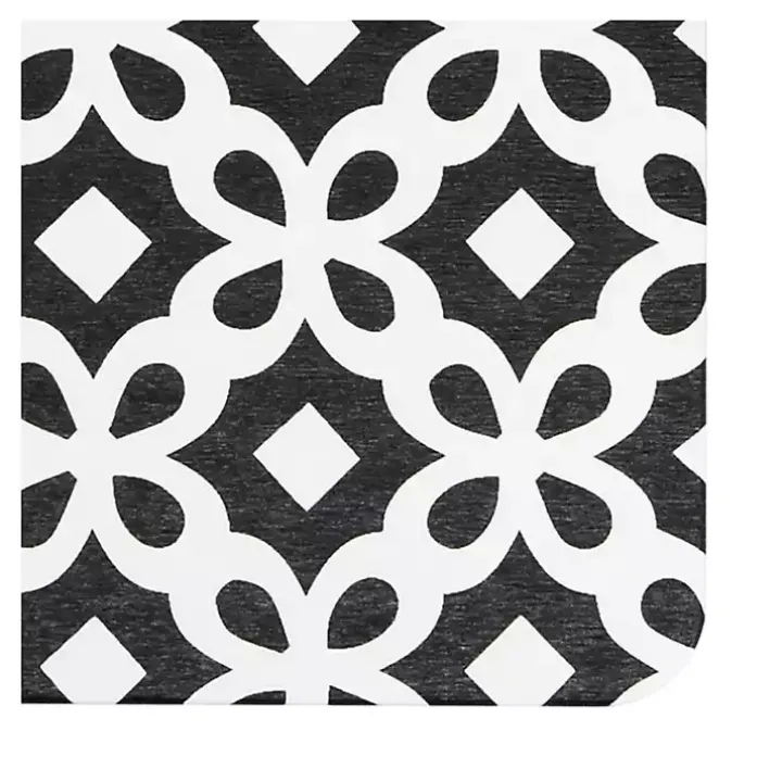 Black Patterned Stone Bath Mat