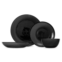 Black 16-pc. Hammered Glass Dinnerware Set