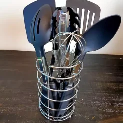 Black 9-pc. Utensil Set with Wire Caddy