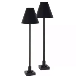 Black Pillar Buffet Lamps, Set of 2