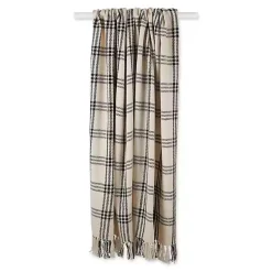 Black Plaid Fringe Throw