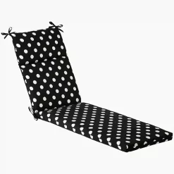 Black Polka Dot Outdoor Chaise Cushion