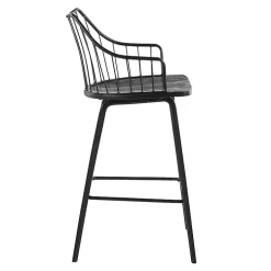 Black Poplar Wood Swivel Counter Stool