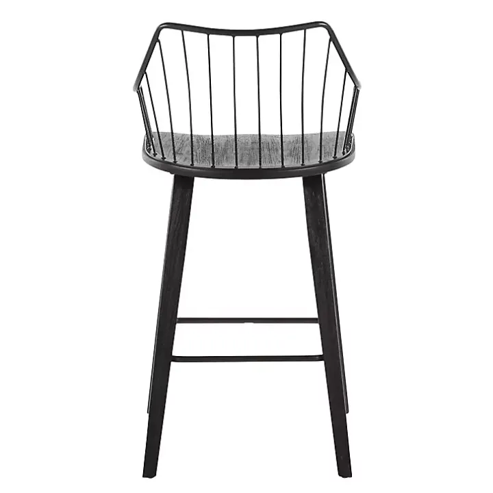 Black Poplar Wood Swivel Counter Stool