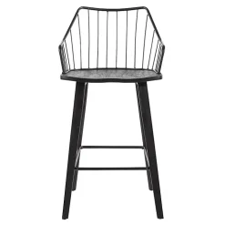 Black Poplar Wood Swivel Counter Stool