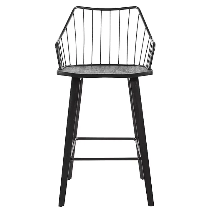 Black Poplar Wood Swivel Counter Stool