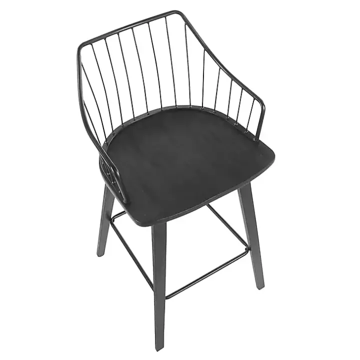 Black Poplar Wood Swivel Counter Stool