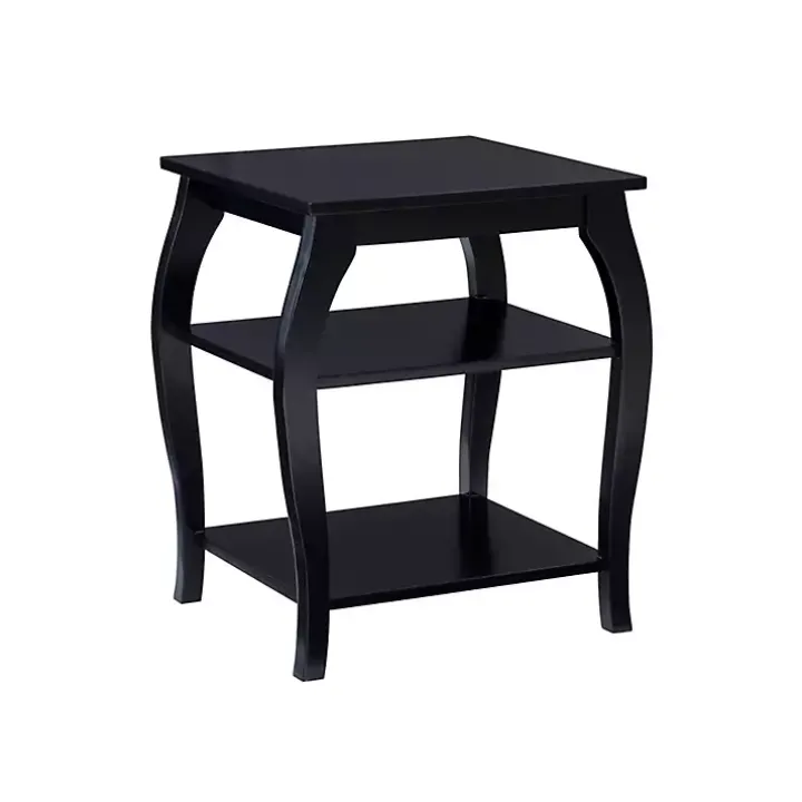 Black Prismatic Wood Accent Table