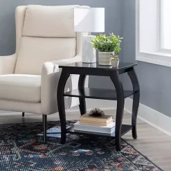 Black Prismatic Wood Accent Table