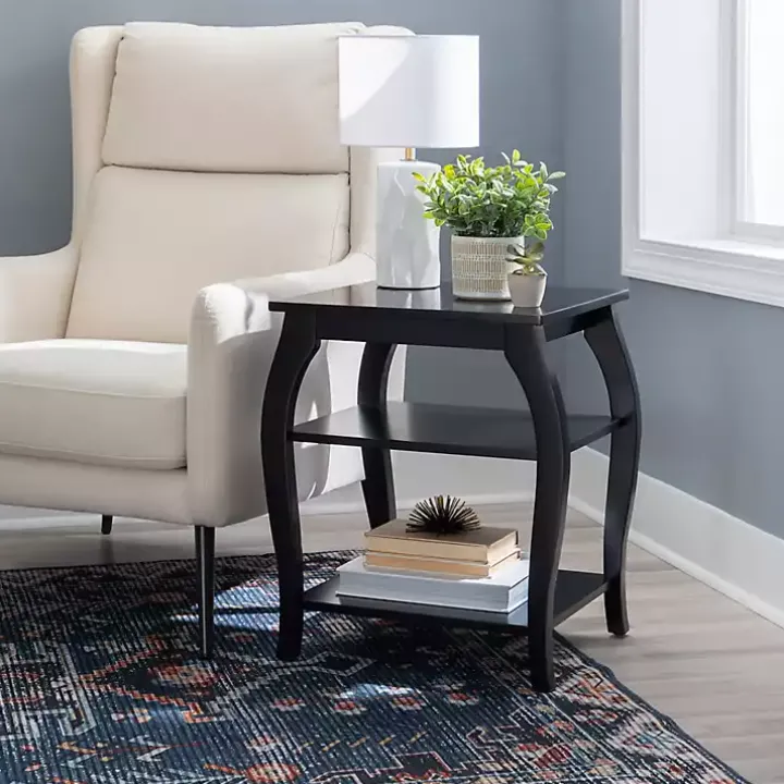 Black Prismatic Wood Accent Table