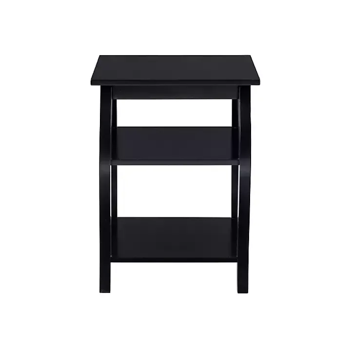 Black Prismatic Wood Accent Table
