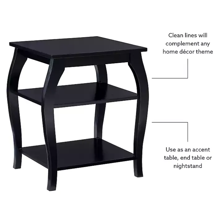 Black Prismatic Wood Accent Table