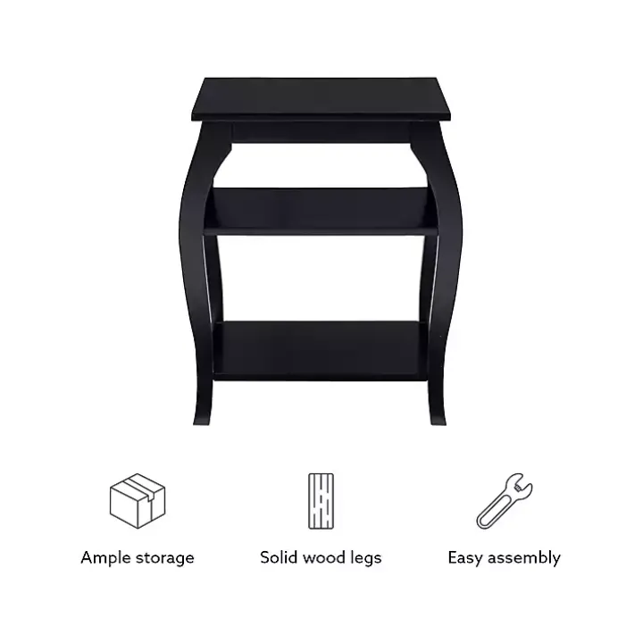 Black Prismatic Wood Accent Table