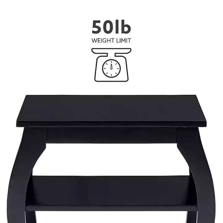 Black Prismatic Wood Accent Table