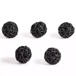 Black Rattan Orbs, Set of 5