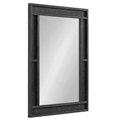 Black Rattan Textured Rectangle Wall Mirror