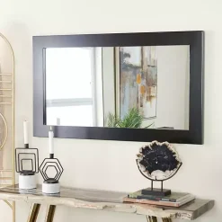 Black Rectangular Wood Wall Mirror, 24x42 in.