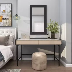 Black Rectangular Wood Wall Mirror, 24x42 in.