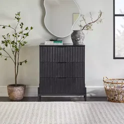 Black Reeded 3-Drawer Dresser