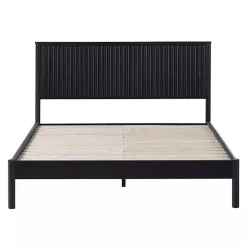 Black Reeded Headboard Queen Bed
