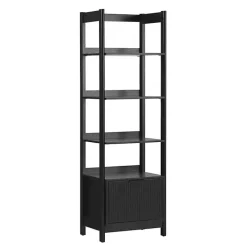 Black Reeded Wood Holmes Narrow Bookcase