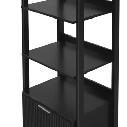 Black Reeded Wood Holmes Narrow Bookcase
