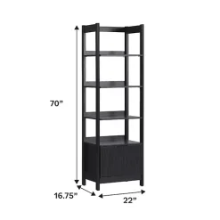 Black Reeded Wood Holmes Narrow Bookcase
