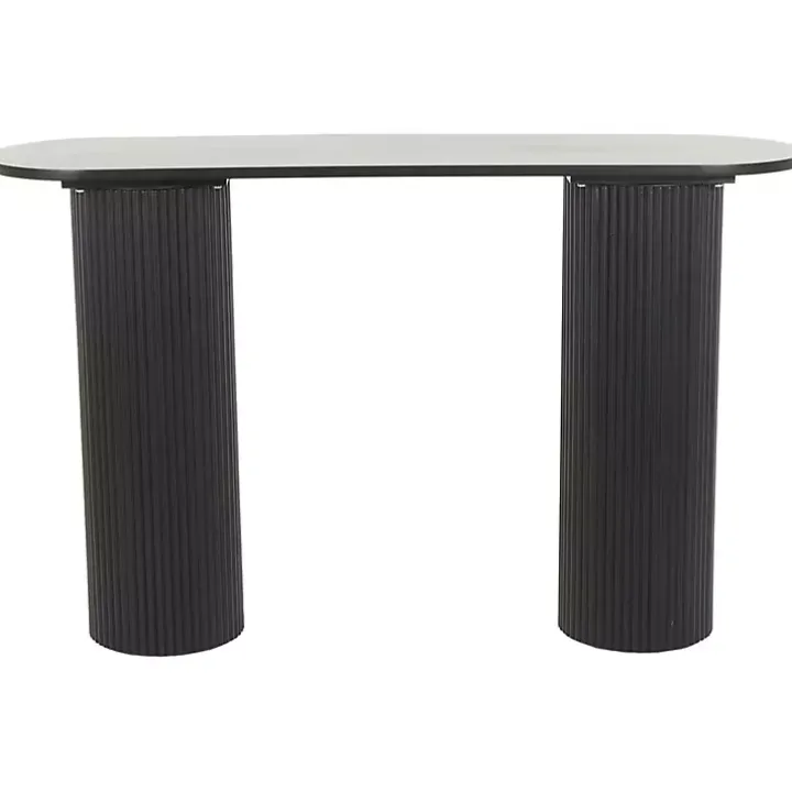 Black Ribbed Pillars Console Table
