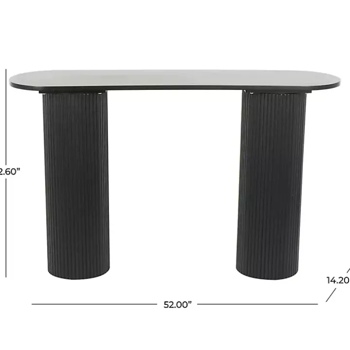 Black Ribbed Pillars Console Table